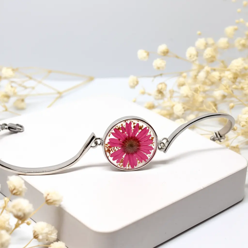 Silver Bracelet with flower
