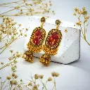 Red Petal Jhumka Earrings