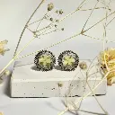 Handmade Floral Resin Baby’s Breath Earrings in Silver Frame