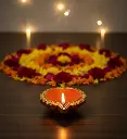 Floral Embossed Hand-Painted Diya (Set of 2)