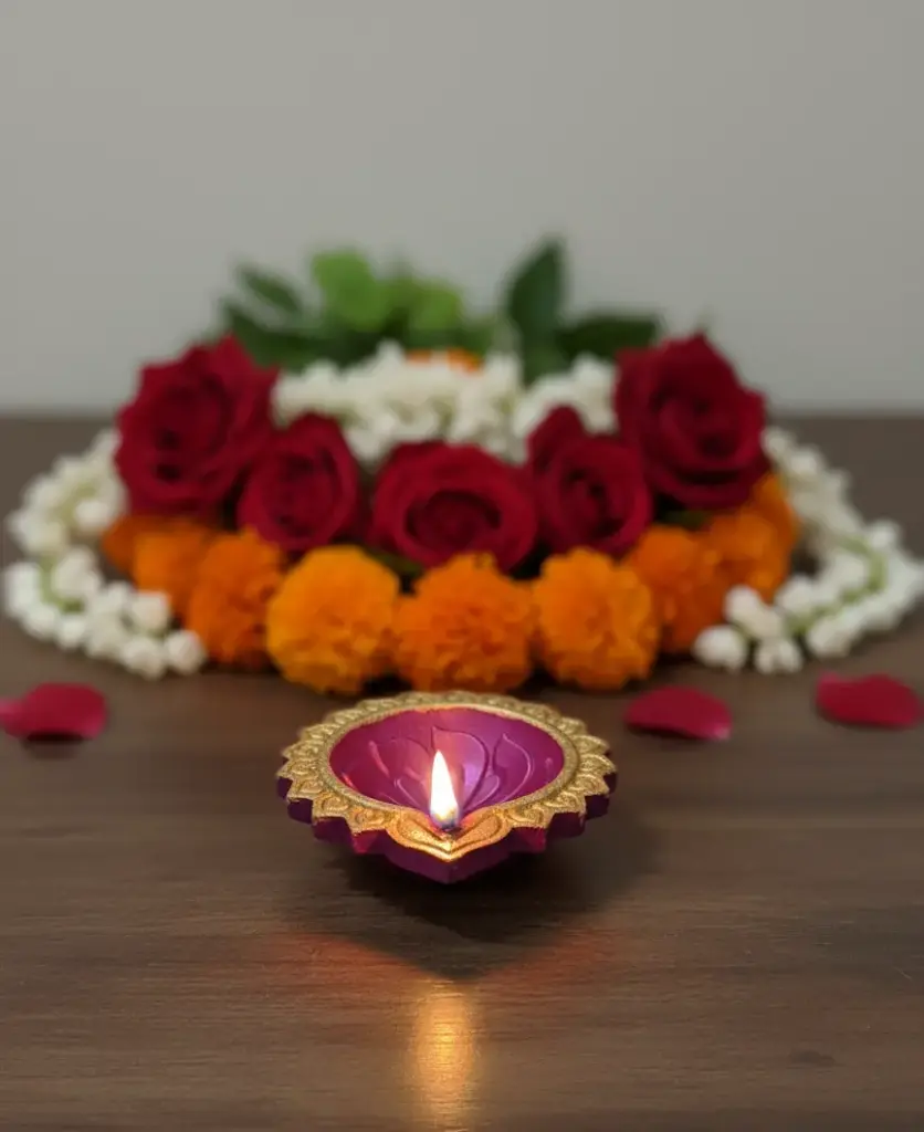 Radiant Lotus Hand-Painted Diya (Set of 2)