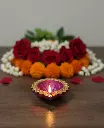 Radiant Lotus Hand-Painted Diya (Set of 2)
