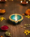 Floral Embossed Hand-Painted Diya (Set of 2)