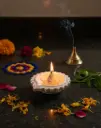 Plain White Handcrafted Diya (Set of 2)