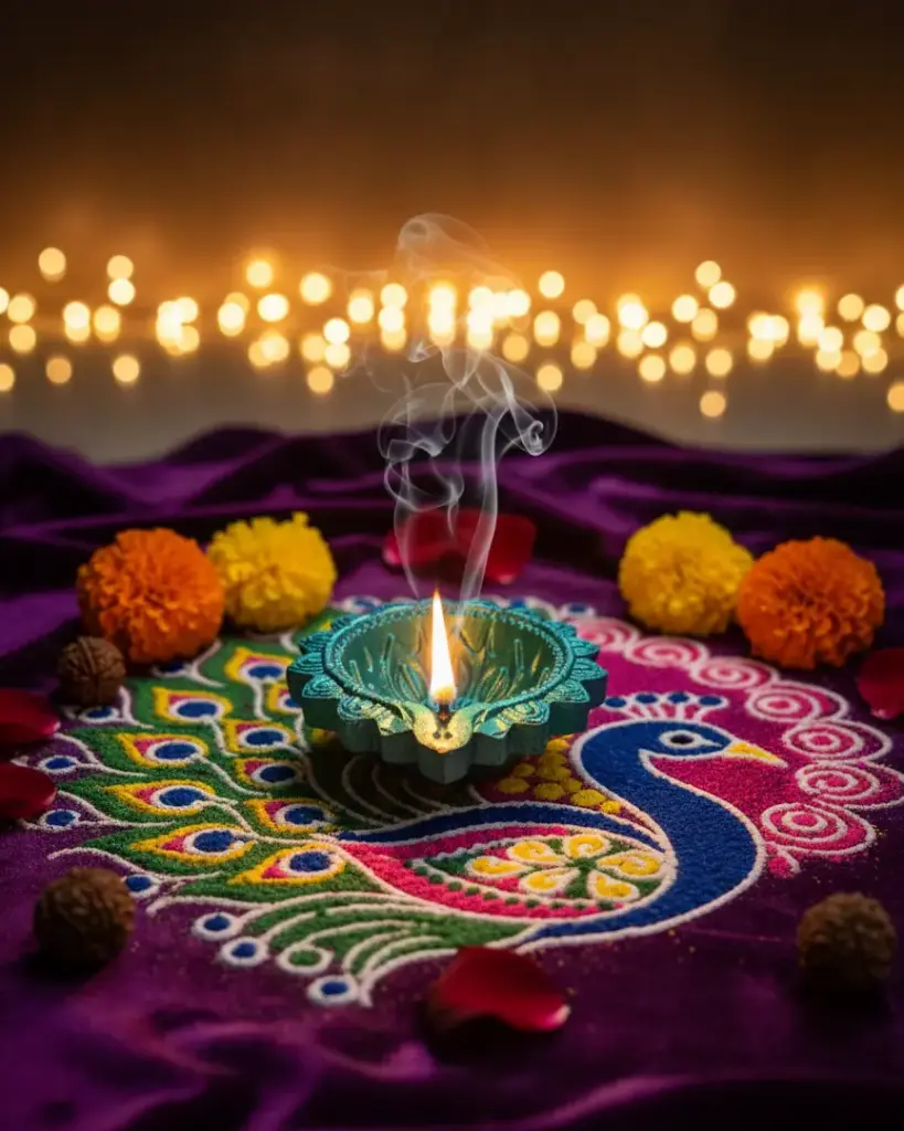 Peacock Green Handcrafted Diyas (Set of 2) – Royal & Elegant