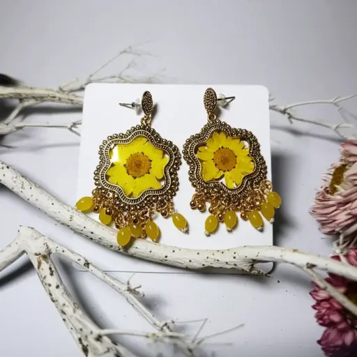 Bohemian Sunflower Jhumka Earrings