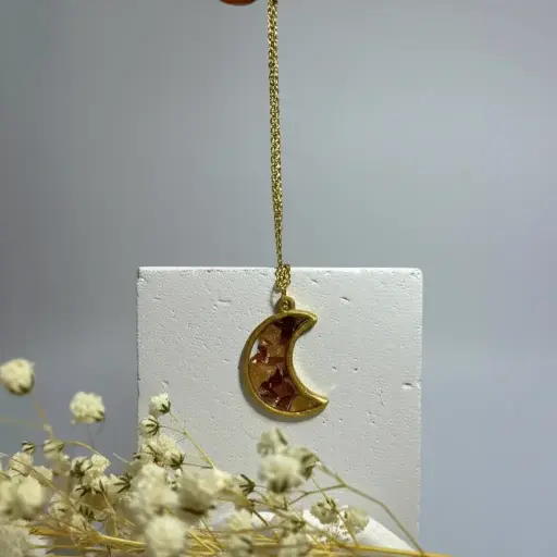 Handmade Crescent Moon Resin Necklace by Women Artisans - Empower Stop