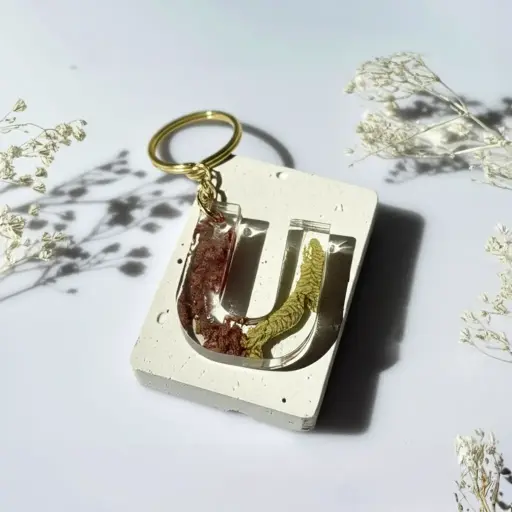 Handmade Resin "U" Keychain by Women Artisans - Sustainable & Unique