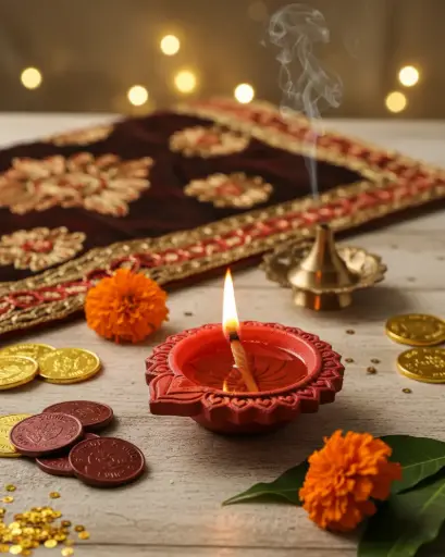 Plain Red Handcrafted Diya (Set of 2)