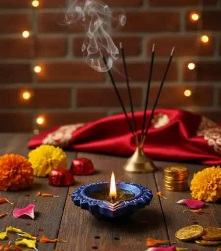 Plain Blue Handcrafted Diya (Set of 2)